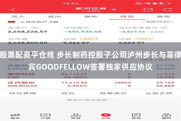 股票配资平仓线 步长制药控股子公司泸州步长与菲律宾GOODFELLOW签署独家供应协议