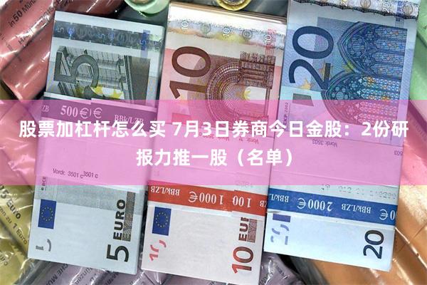股票加杠杆怎么买 7月3日券商今日金股:2份研报力推一股(名单)