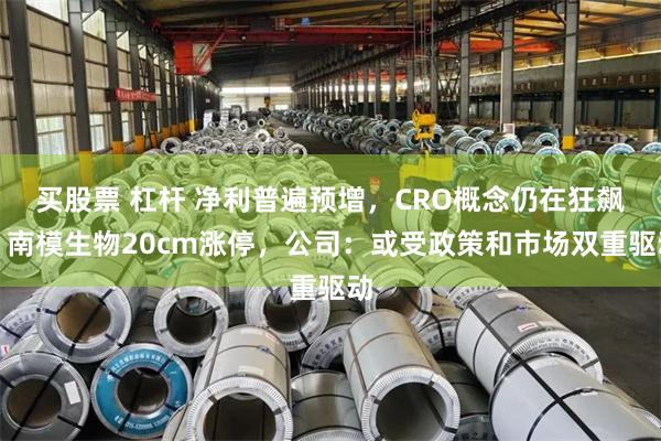 买股票 杠杆 净利普遍预增，CRO概念仍在狂飙！南模生物20cm涨停，公司：或受政策和市场双重驱动